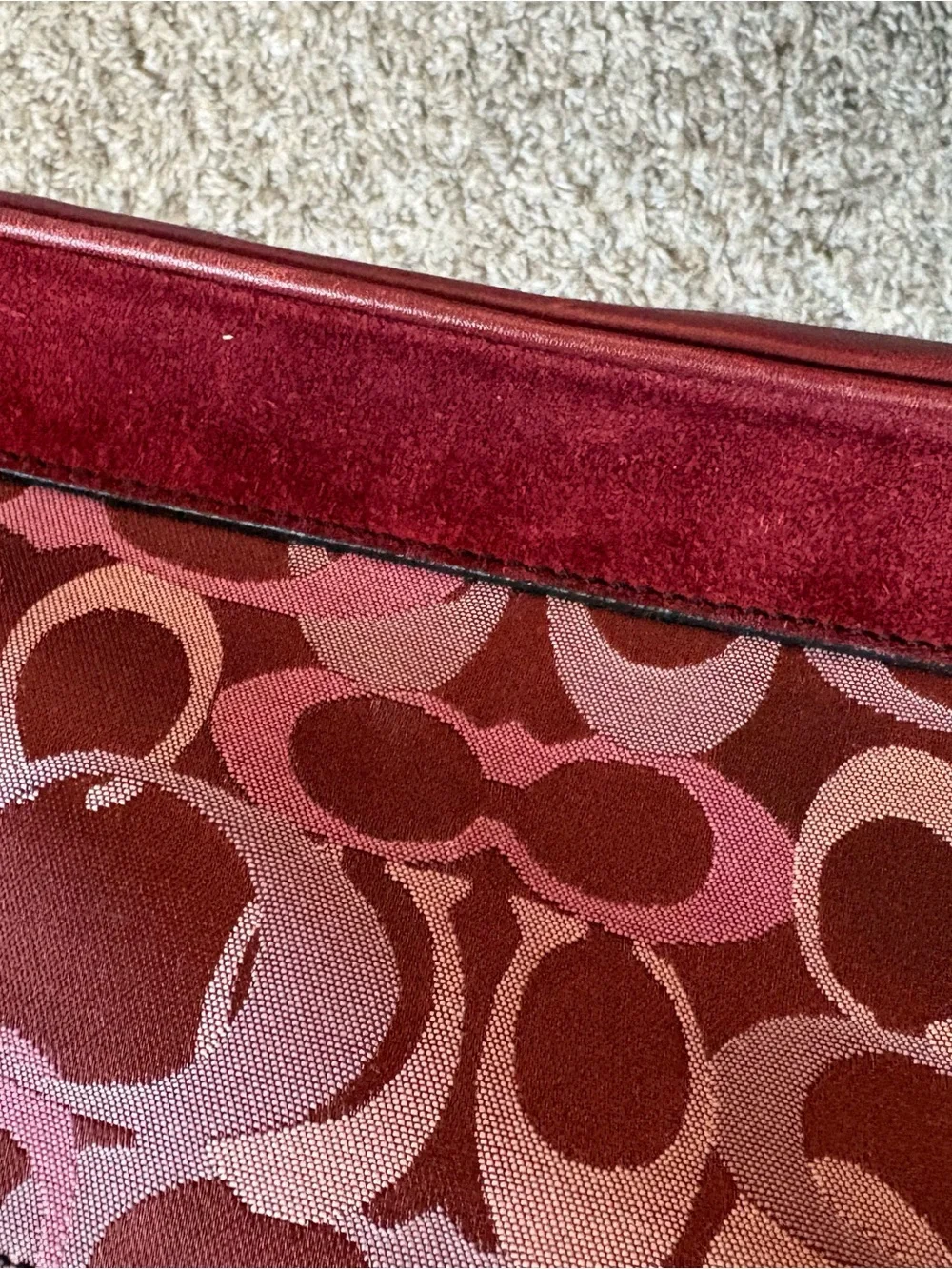 SOLD-Coach Demi Burgundy and Pink Bag